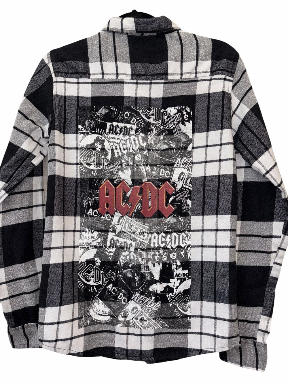 AC/DC Graphic Plaid Flannel Button Down Men’s Unisex Shirt Size Small